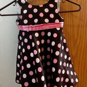 Little Miss Black Dress with Pink and White Polka Dots